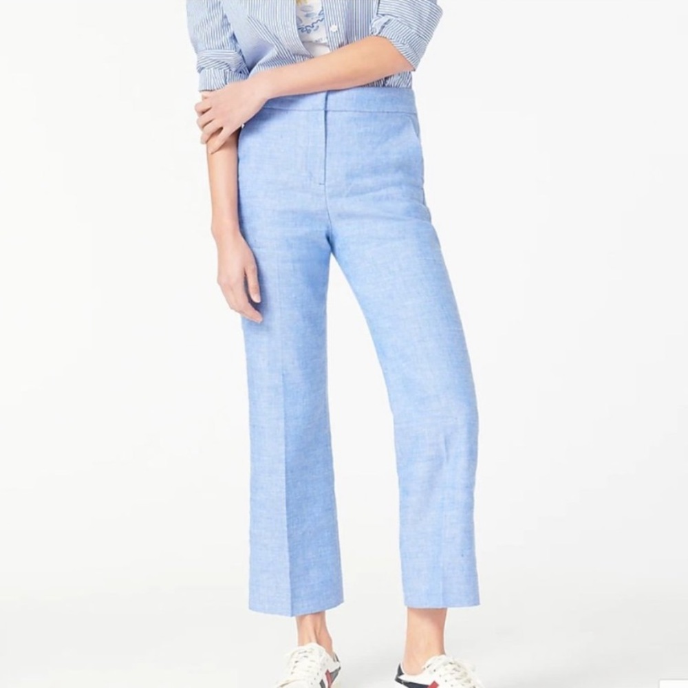 J Crew Hayden Linen Kickout Crop Pants Sz 8